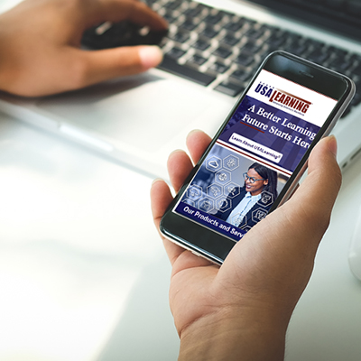 Homepage of mobile version of USALearning site
